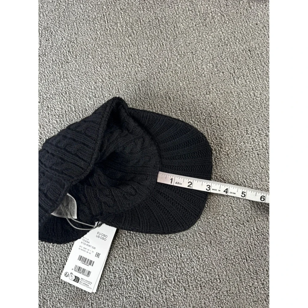 Bogner Tessa Visor Hat Black Cable‎ Knit Wool Cashmere Blend Outdoors Active New